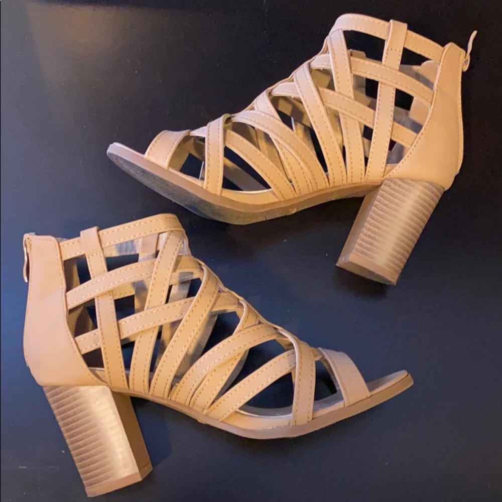 Tan Woven Heels